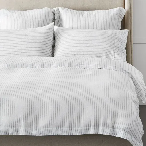 Provincial Home Living Quilt Covers>Antwerp Linen Quilt Cover - Charcoal & White