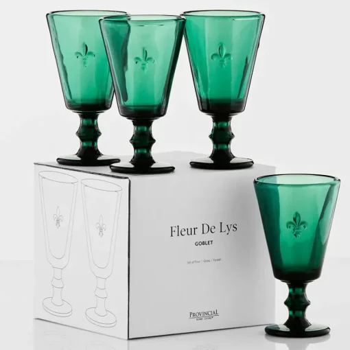 Provincial Home Living Glassware>Fleur de Lys Goblet 4 Pack