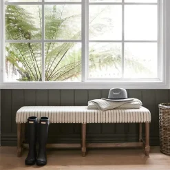 Provincial Home Living Benches | Ottomans + Benches>Khadi Hickory Stripe Bench