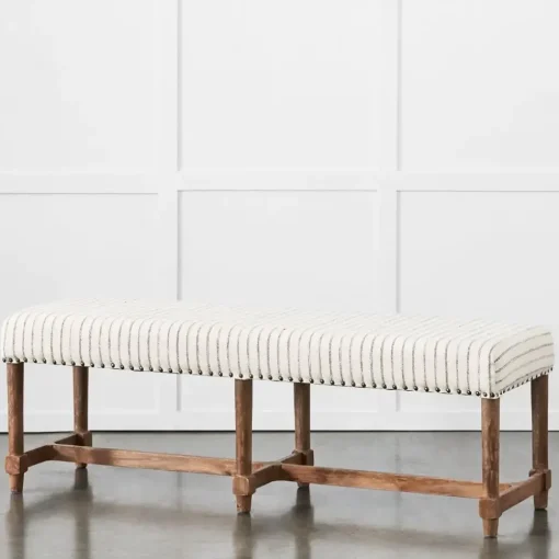 Provincial Home Living Benches | Ottomans + Benches>Khadi Hickory Stripe Bench