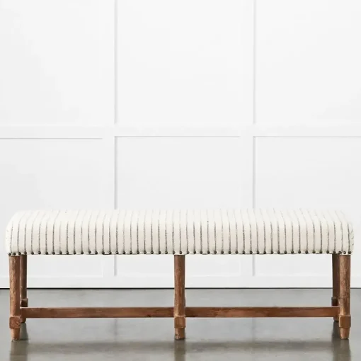 Provincial Home Living Benches | Ottomans + Benches>Khadi Hickory Stripe Bench