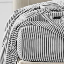 Provincial Home Living Sheets + Pillowcases>Parish Fitted Sheet - Black & white