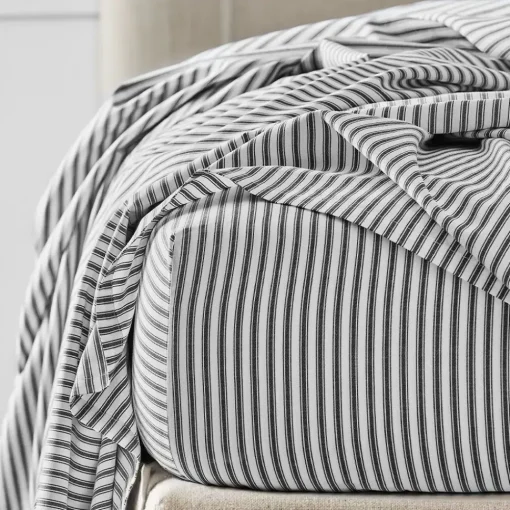 Provincial Home Living Sheets + Pillowcases>Parish Fitted Sheet - Black & white