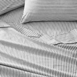 Provincial Home Living Sheets + Pillowcases>Parish Fitted Sheet - Black & white