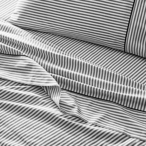 Provincial Home Living Sheets + Pillowcases>Parish Flat Sheet - Black & white