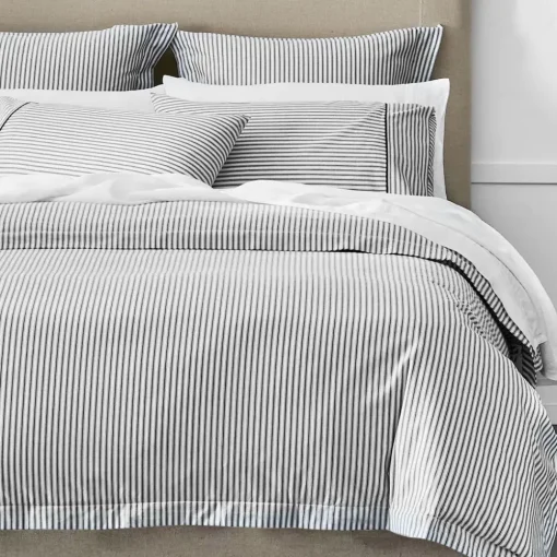 Provincial Home Living Sheets + Pillowcases>Parish Flat Sheet - Black & white